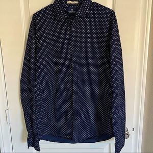 Scotch & Soda XL Mens Dress Suit Shirt -Navy Blue with White, Amsterdam Couture